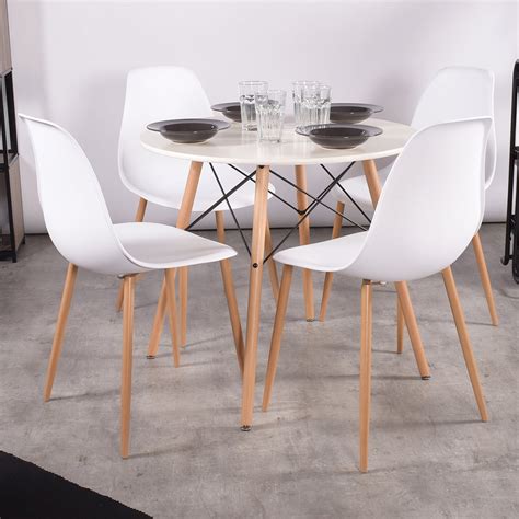 White Set of 4 Dining Chairs 